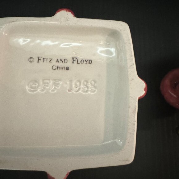 Vintage Fitz & Floyd 1988 Christmas Ceramic White Red Gold Ribbon Trinket Gift - Picture 8 of 9